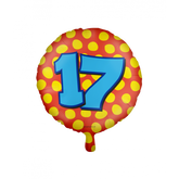 Folieballon 17 Jaar Gekleurd 45cm